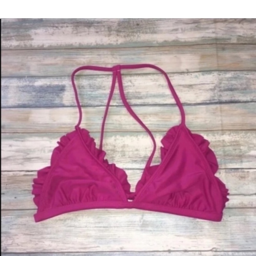 Xhilaration Magenta Ruffle Bikini Top XS Pink Triangle Swim Top